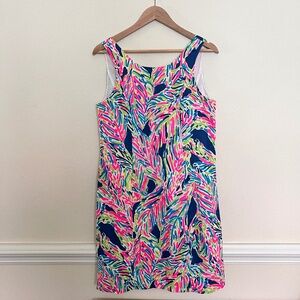 Lilly Pulitzer Cathy Neon Indigo Palm Reader Mini Shift Dress